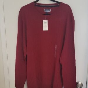 NWT Mens Club Room Cherry Red Merino Wool Crewneck Sweater - Size XL
